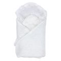 Конверт-одеяло вязанный на выписку ''Сердечки'', вуаль съемная, разм. 95*95, 500гр, шапочка утепленная, цвет Молочный, Mam-Baby