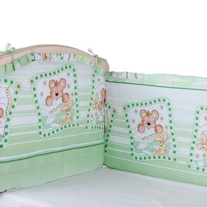 Борт в кроватку 360*40, из 4-х частей, чехлы съемные, бязь, цвет Зеленый, Alis текстиль