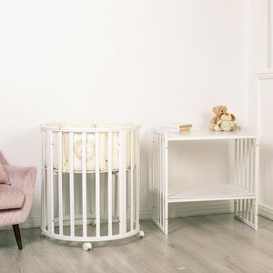 Кровать детская Incanto Amelia 8в1 круг-овал (массив бука, накладка ПВХ), цвет белый, Incanto