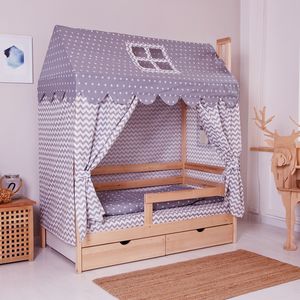 Комплект в кроватку ''Домик'', бязь (КПБ, одеяло, подушка, тент-палатка), цвет Серый, Incanto