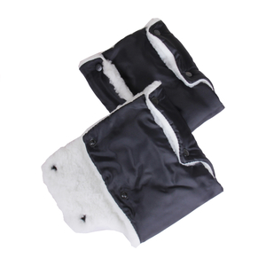 Муфта - рукавички для рук на коляску (мех), цвет черная, Карапуз