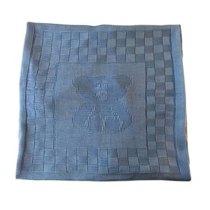 Одеяло-плед вязанный ''Мишка'', разм. 95*95, без наполнителя, без подкладки, цвет Голубой, Mam-Baby