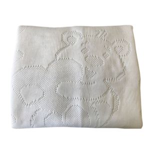 Одеяло-плед вязанный ''Мишка с сердечком'', разм. 95*95, наполнитель 100гр, подкладка 100% хлопок, цвет Молочный, Mam-Baby